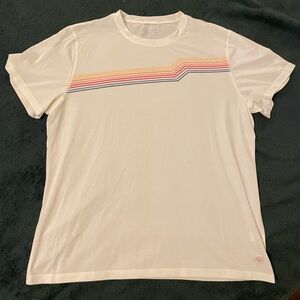 Men's White T-Shirt with Multicolor Stripes